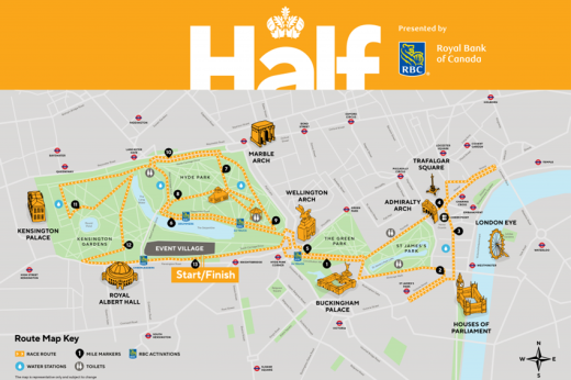 Royal Parks Half Marathon 2024 route map graphic