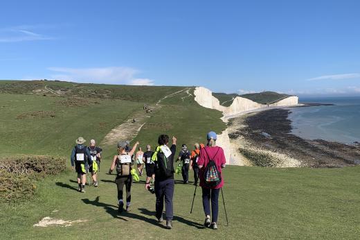 Supporters on cliffs at the South Downs Trek 2024