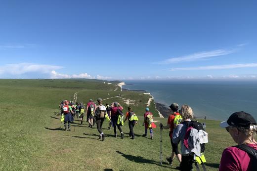 Supporters on cliffs at the South Downs Trek 2024