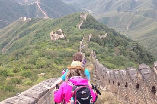 Trekkers on Great wall of China