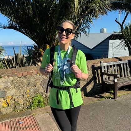 RMCC supporter smiling at South Downs Way 2024