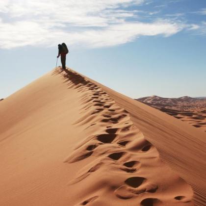 Walker on top of sand dune