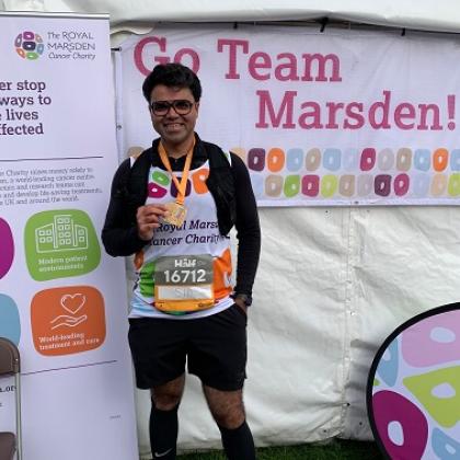 Siddharth Gupta at Royal Parks with vest and medal 