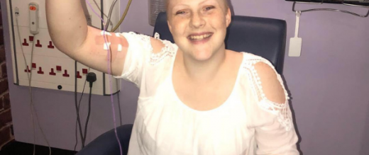olivia on her last day of chemo